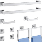10-Piece Bathroom Hardware Accessories Set, 16 Inch SUS304 Stainless Steel Towel Bar Set, Wall Mounted Bathroom Towel Holders, Towel Hooks with Toilet Paper Holder