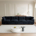 Modular Sectional Sofa Couch, 157.48" Oversized Cloud Couch, 4 Deep Seat Comfy Modular Sofas for Living Room, Plush Sofa Cushion Covers Removable, Black