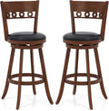COSTWAY Bar Stools Set of 2, 30.5” Bar Height Bar stools with Solid Wood Legs, Cushioned Seat, Footrest, for Home, Kitchen Island, Bar (2, 30.5'' Seat Height)