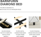 BarnFurin King Size Bed Frame and Headboard, Faux Leather Upholstered Bed with Diamond Tufted Design, Modern Platform Bed Frame with Wooden Slats Support, No Box Spring Required, Easy Assembly, White