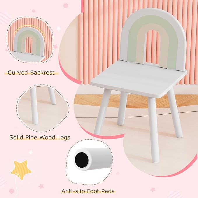 Costzon Kids Vanity, 2 in 1 Girls Vanity Set with Mirror, Drawers, Storage Shelf & Cabinet, Makeup Vanity Desk Dressing Table, Kids Vanity Table and Chair Set for Little Girls (White)