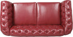 LEVNARY Leather Sofa, Chesterfield Tufted Upholstered 2 Seater Couch, Modern Loveseat Couch Classic Furniture for Living Room Bedroom (Wine Red)