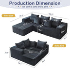 Boneless Couches for Living Room, 100.7" Cloud Sectional Couch with Oversized Chaise, L Shape Modular Couch Deep Seat, Corduroy Comfy Sofa for Bedroom, Compressed Sofa in a Box, Grey
