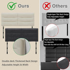 King Size Velvet Headboard Foldable Panels Backboard, Upholstered California King Head Board for Bedroom Adjustable Height from 42" to 56"-Grey