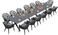PURPLE LEAF 16 Pieces Patio Dining Set with Outdoor Aluminium Dining Table and Woven Chairs Modern Metal Furniture Cushions Sets for Garden Yard Indoor Decor Kitchen Gray