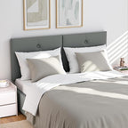 Modern Queen Headboard, Upholstered Faux Leather Bed Headboard with Solid Wood & Sturdy Metal Legs, Tufted Adjustable Height Headboards in Button Design, Grey