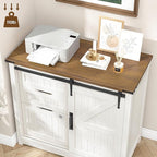 Vabches Lateral File Cabinets with Adjustable Shelf, Farmhouse Filing Cabinet with Lock for Home Office, Filing Organization Storage Cabinets with Sliding Barn Door for Hanging Files Letter/A4.(White)