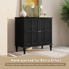 ARTPOWER Black Sideboard Buffet Cabinet with Storage, Mid-Century Modern Storage Cabinet with 2 Doors and Adjustable Shelves, Accent Style Sideboard for Entryway, Dining Room, Living Room