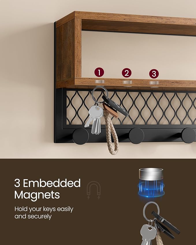 VASAGLE Coat Rack Shoe Bench Set, Hall Tree with Bench, Entryway Furniture, Multifunctional, Dot Coat Hooks, 2-Tier Shoe Rack, Industrial Style, for Entryway, Hallway, Rustic Brown ULCR073K01