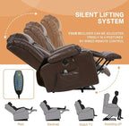 PARKOL Power Lift Recliner Chair for Elderly Breathable Leather Recliner Chair with Massage and Heat for People Limited Mobility (Brown, Small)