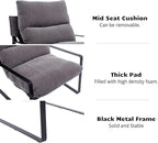 HEAH-YO Modern Accent Chairs Set of 2, Linen Fabric Living Room Chairs with Removable Cushion and Solid Metal Frame, Comfy Reading Chairs for Bedroom, Grey