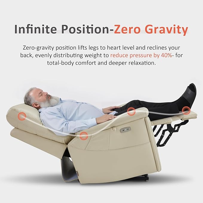 MCombo Heavy Duty Lift Chair for Elderly, Extra Wide Dual Motor Power Lift Recliner 450lbs with Hidden Cup Holders, USB Charging, Breathable Faux Leather R7777 (Cream White)