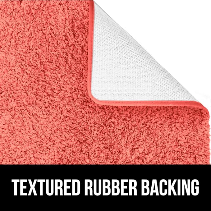 GORILLA GRIP Bathroom Rugs, 30x20, Ultra Soft Absorbent Mat, Thick Plush Bath Rug, Machine Washable, Microfiber Quick Dry, Mats for Shower, Bathtub and Floor, Home Decor Accessories, Coral