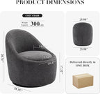 360° Swivel Accent Chair, Mid-Century Modern Chair with Hidden Storge, Small Swivel Chair with Arms for Living Room/Office-Dark Grey