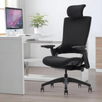 CLATINA Ergonomic High Swivel Executive Chair with Adjustable Height Head 3D Arm Rest Lumbar Support and Upholstered Back for Home Office Black