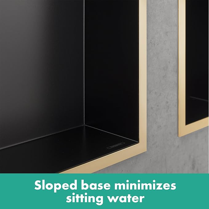 hansgrohe XtraStoris Minimalistic Recessed Wall Niche with Open Frame 12"x 6"x 5.5" in Matte Black, 56076670