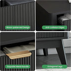 Fluted Dresser for Bedroom,59'' Modern Wooden Dresser with 9 Drawers, Bedroom Dressers, Natural Wood Chest of Drawers for Living Room, Hallway (Black)