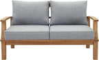 Modway EEI-1144-NAT-GRY-SET Marina Premium Grade A Teak Wood Outdoor Patio Loveseat, Natural Gray