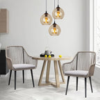 JOIVI Patio Chairs Set of 2, 2 Pieces Rattan Rope Material Outdoor Dining Chairs with Armrest and Seat Cushions for Outside Porch or Indoor Kitchen, Restaurant, Tan