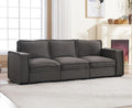 EALSON 93 Inch Modular Sectional Sofa Modern Comfy 3-Seater Couch Sofa Linen Fabric Upholstered Cloud Couches with 24" Deep Seat and Wooden Legs for Bedroom/Living Room/Office, Grey