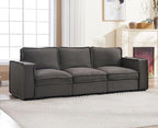EALSON 93 Inch Modular Sectional Sofa Modern Comfy 3-Seater Couch Sofa Linen Fabric Upholstered Cloud Couches with 24" Deep Seat and Wooden Legs for Bedroom/Living Room/Office, Grey