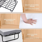 Folding Bed with Memory Foam Mattress, Portable Rollaway Guest Beds on Wheels, 75"x31" Twin Size Space-Saving Cot-Size Bed for Adults with Easy Assembly Metal Frame (White)
