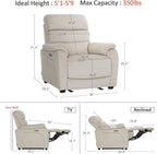 MCombo Power Zero Wall Hugger Recliner Chair for Small Space RV Living Room, Power Recliner with Adjustable Headrest, USB & USB-C Charging Ports, Fabric ST257 (Beige)