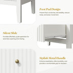 RoyalCraft White Fluted 4 Drawer Dresser for Bedroom, Modern Chest of Drawers, Wood Dresser for Storage Clothes, Wooden Storage Cabinet Nightstand for Bedroom, Hallway, Living Room, Entryway