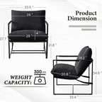 Furniliving Sling Accent Chair with Metal Frame, Comfortable Boucle Fabric Arm Chair, Upholstered Cozy Reading Chair for Living Room, Bedroom, Dressing Room, Home Office, Black