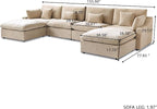 JACH U-Shaped Sectional Couches for Living Room, Cloud Sectional Couch with Deep Seat, 155.9" Modular Sofa with Chaise, Covers Removeable & Washable, Sofas Furniture for Living Room, Khaki
