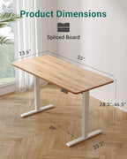 CubiCubi 55 x 24 Inches Electric Standing Desk, Height Adjustable Sit to Stand Desk, Home Office Table with Splice Board, Light Rustic