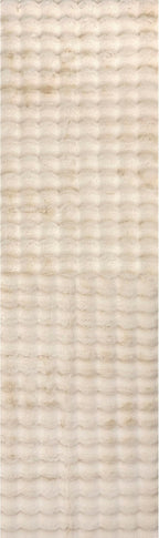 nuLOOM Jeni Solid Faux Rabbit Machine Washable Runner Rug, 2' 6" x 10', Beige