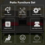 COSTWAY 2-Seat Patio Conversation Sets, Outdoor Patio Loveseat Set with Removable Cushions & Built-in Coffee Table for Backyard, Garden, Lawn, Balcony, Brown+Red