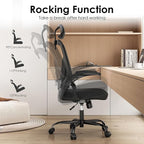 Farini Ergonomic Office Chair, Home Office Desk Chair with Headrest, High Back Computer Chair with Armrests and Adjustable Lumbar Support for Home Office Study Room, White & Black