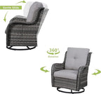 HUMMUH Patio Furniture 6 Pieces Outdoor Furniture Set Wicker Outdoor Sectional Sofa with Swivel Rocking Chairs,Patio Ottomans,Patio Coffee Table
