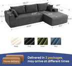 2025 New 108" Cloud Couch Sectional, Modular Sectional Sofa with L-Shaped Chaise, Deep Seat Sectional Modular Couch for Living Room, No Assembly Required (Gray, Right Facing Chaise)