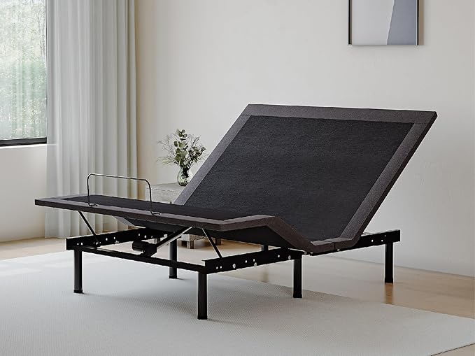 Queen Adjustable Bed Base Frame,Electric Bed with Head and Foot Incline,Soft Cover & Zero Gravity & Wireless Remote with Backlight, 80"×60"×12",Black