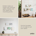 Umbra Exhibit Picture Frame Gallery Set, Adjustable Wall Collage Displays Five Photos (Two 4x6" and Three 5x7"), Set of 5, White