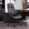 Home Office Desk Chair, Ergonomic High Back Leather Computer Chair with Lumbar Support, Adjustable Height & Recline, Swivel Executive Office Chair with Armrests and Rubber Casters, Dark Grey