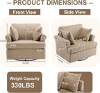 Karl home 39" Swivel Accent Chair,Oversized Seat Armchair W/2 Pillows and 4 Pockets,Modern Upholstered Corduroy Barrel Chairs,Comfy Single Sofa for Living Room,Reading,Bedroom and Office-Khaki