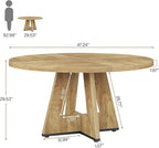 Tribesigns Round Dining Table for 4, 47 inch Farmhouse Circle Kitchen Table with Wooden Pedestal Base for Kitchen, Dining Room, Living Room (Light Wood)