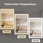 WTTY 20"X28" LED Bathroom Mirror with Black Frame, Bathroom Vanity Mirror with Lights for Wall, Front Light and Backlit, Anti-Fog, Dimmable, 3 Colors, Shatterproof, Memory, Horizontal/Vertical