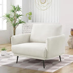 Oversized Accent Chair for Living Room Chairs Reading Arm Chair Comfy Modern Single Sofa Side Chairs with Metal Legs & Soft Cushion for Bedroom, Waiting Room (Polyster Pearl White, Set of 2)
