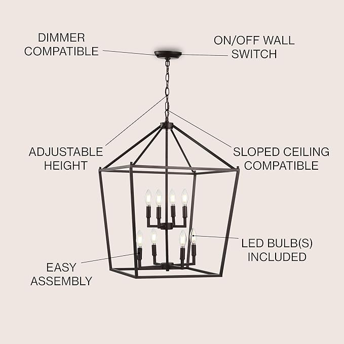 JONATHAN Y JYL7438A Pagoda Lantern Dimmable Adjustable Metal LED Pendant Classic Traditional Farmhouse Dining Room Living Room Kitchen Foyer Bedroom Hallway, 20 in, Oil Rubbed Bronze