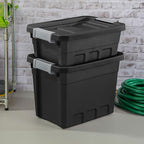 Sterilite 18-Pack Plastic Storage Bins with Lids, Stackable Containers, 4 Gallon, Black