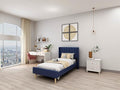 Low Profile Upholstered Platform Bed,Twin Beds with Dark-Blue(Linen)