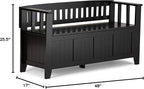 SIMPLIHOME Acadian Entryway Storage Bench - 48 inch Wide Solid Wood Hallway Seat in Black, Transitional Bench for Entryway or Living Room with Lift-Up Lid and Spacious Storage
