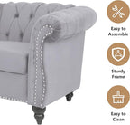 Home Sofa Living Room Furniture, 3 Seater 84" Velvet Upholstered Couch, Mid Century Modern Comfy Couch with Cushions, Classic Tufted Chesterfield Couches for Bedroom, Office, Apartment (Grey)