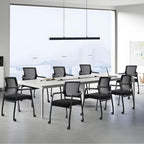 4PK Office Guest Chairs No Wheels | Ergonomic Lumbar Support and Thicked Seats Cushion, Desk Chair with Adjustable Mesh Back for Waiting Room School Church Reception，Black