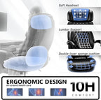 400lbs Executive Office Chair with Foot Rest for Heavy People, Ergonomic Big and Tall Desk Chair with Adjustable Headrest, High Back PU Leather Comfy Heavy Duty Computer Chair